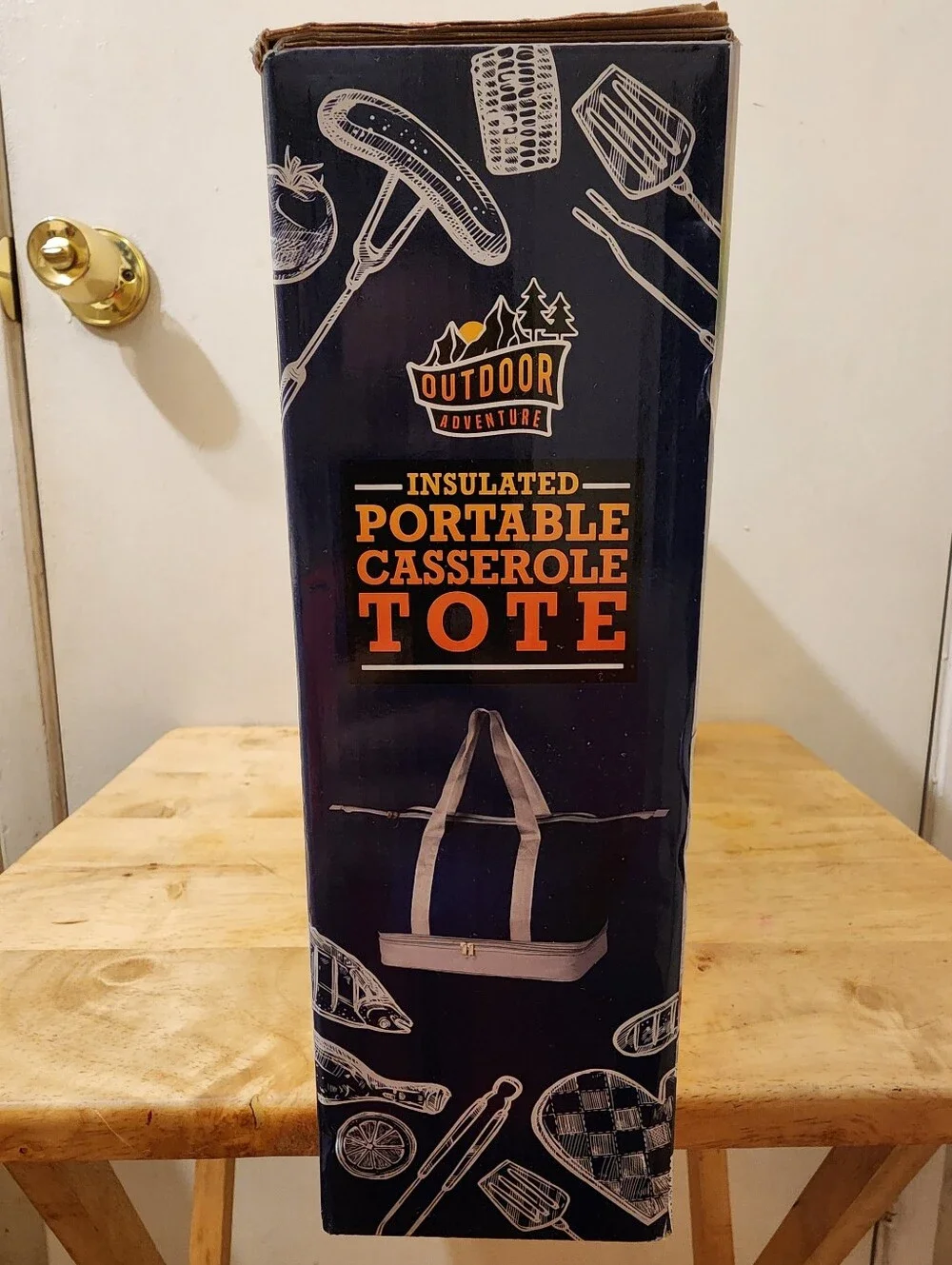 Insulated Portable Casserole Tote - Navy and Gray
